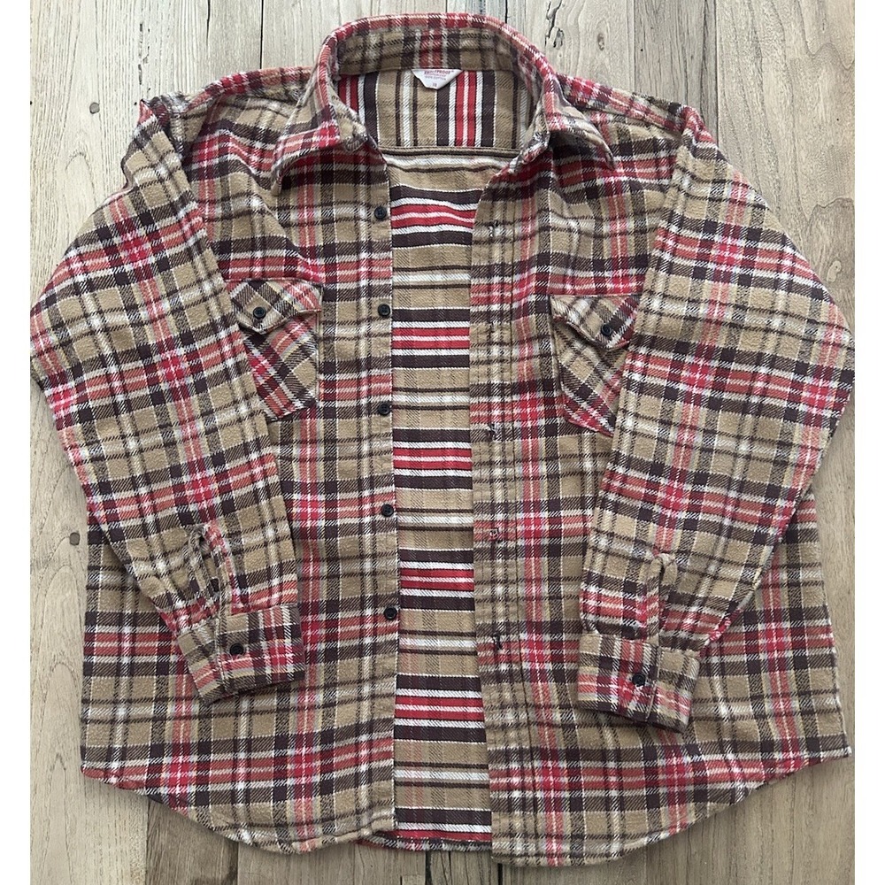 Vtg 1960s Frostproof Sanforized Cotton Flannel Button Shirt XL Layering Piece